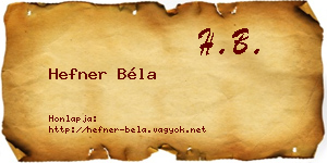 Hefner Béla névjegykártya